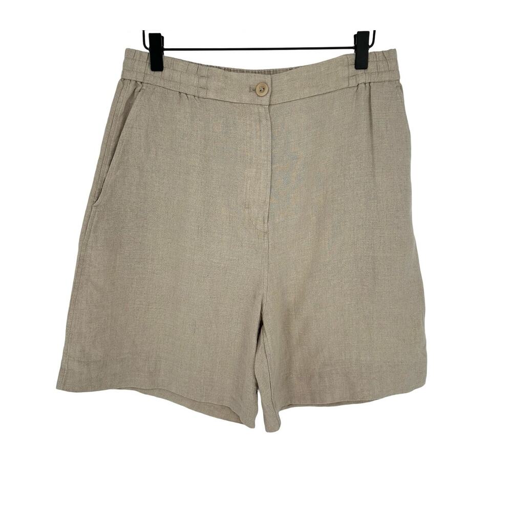 COS New! Elasticated Linen Shorts Light Beige High Rise Outdoors Golf Size M